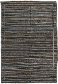  Orientalischer Kelim Persisch Teppich 160X230 Dunkelgrau/Grau Wolle, Persien/Iran Carpetvista