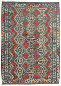  175X244 Kilim Afghan Old Style Rug Grey/Dark Grey Afghanistan Carpetvista