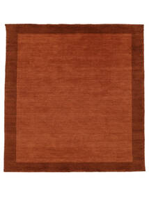  300X300 Plain (Single Colored) Large Handloom Frame Rug - Rust Red Wool