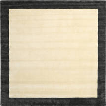 Handloom Frame 300X300 Large Black/White Plain (Single Colored) Square Wool Rug