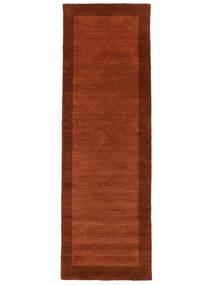  80X250 Plain (Single Colored) Small Handloom Frame Rug - Rust Red Wool