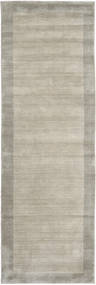  80X250 Plain (Single Colored) Small Handloom Frame Rug - Greige Wool, 