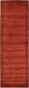 Handloom Frame 80X350 Small Rust Red Plain (Single Colored) Runner Wool Rug
