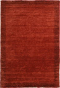  300X400 Jednobarwny Duży Handloom Frame Dywan - Rdzawa Czerwień Wełna