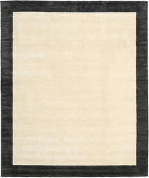 250X300 Plain (Single Colored) Large Handloom Frame Rug - Black/White Wool