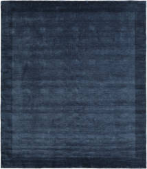  250X300 Plain (Single Colored) Large Handloom Frame Rug - Dark Blue Wool