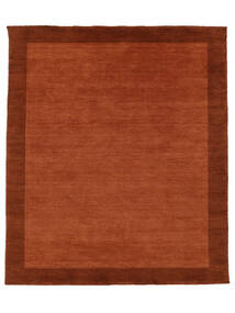  250X300 Plain (Single Colored) Large Handloom Frame Rug - Rust Red Wool