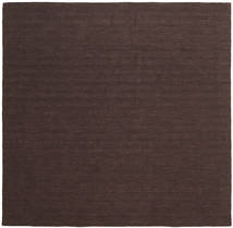  250X250 Einfarbig Groß Kelim Loom Teppich - Dunkelbraun Wolle