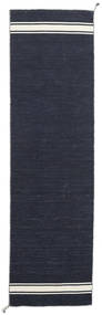 Ernst 80X300 Klein Marineblau/Naturweiß Einfarbig Läufer Wollteppich