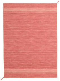  140X200 Plain (Single Colored) Small Ernst Rug - Coral Red Wool, 