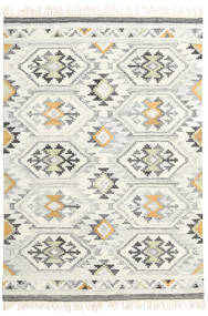  140X200 Geometric Small Mirzapur Rug - Cream White/Mustard Yellow Wool