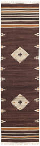 Tribal 80X300 Small Brown Medallion Runner Wool Rug 