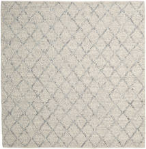 Rut 250X250 大 シルバーグレー/ライトグレー チェック 正方形 ウール 絨毯