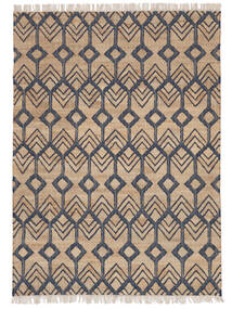 Trinni Jute インドア/アウトドア用ラグ 200X300 ベージュ/ブルー 幾何学模様 ジュートラグ 絨毯