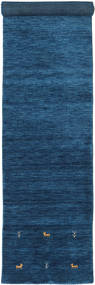 Gabbeh Loom Two Lines 80X350 Pequeno Azul Escuro Passadeira Tapete Lã