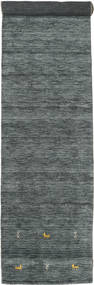 Gabbeh Loom Two Lines 80X350 Small Dark Grey/Green Runner Wool Rug