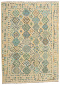  Kilim Afegão Old Style Tapete 249X350 Lã Bege/Cinzento Grande Carpetvista