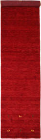  Wool Rug 80X450 Gabbeh Loom Two Lines Red Runner
 Small
