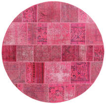  Persischer Patchwork Teppich Ø 200 Rund Rosa/Dunkelrosa (Wolle, Persien/Iran)