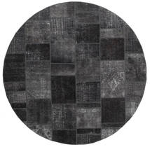  Ø 250 Patchwork Rug Modern Round Dark Grey Large (Wool, Persia/Iran) Carpetvista