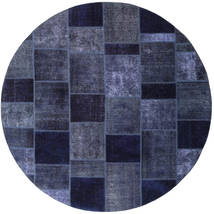  Ø 254 Patchwork Matta Modern Rund Mörkblå/Blå Stor (Ull, Persien/Iran) Carpetvista