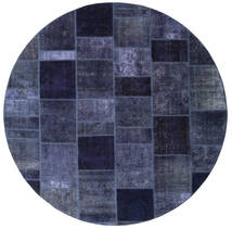  Persischer Patchwork Teppich Ø 256 Dunkelblau/Blau Carpetvista