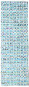  80X250 幾何学模様 小 Elna 絨毯 - ターコイズ 綿