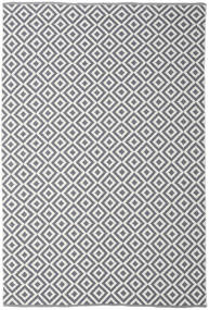 Torun 200X300 회색/하얀색 체커 무늬 면화 러그