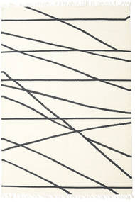  250X350 Abstract Large Cross Lines Rug - Off White/Black Wool, 