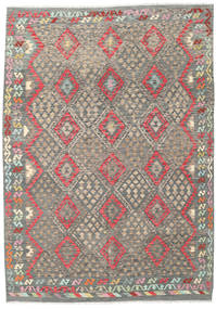  Kilim Afghan Old Style Rug 205X292 Wool Grey/Orange Carpetvista