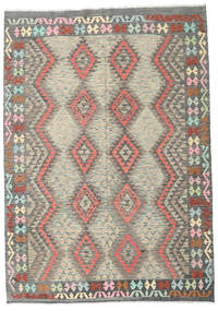  Orientalischer Kelim Afghan Old Stil Teppich 208X293 Grau/Orange Wolle, Afghanistan Carpetvista