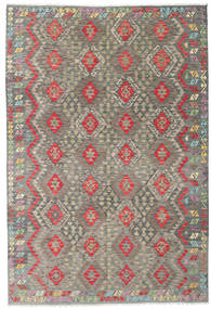  Kelim Afghan Old Style Vloerkleed 203X300 Wol Grijs/Oranje Carpetvista