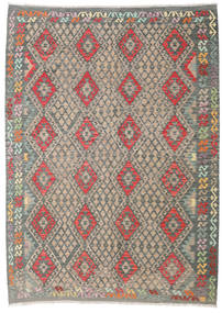  Kilim Afghan Old Style Rug 213X294 Wool Grey/Orange Carpetvista