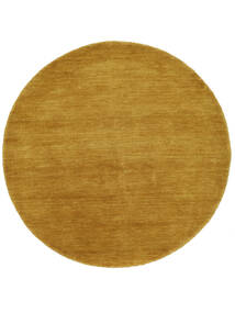 Ø 250 Plain (Single Colored) Large Handloom Rug - Mustard Yellow Wool