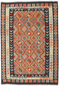  Kilim Afghan Old Style Alfombra 174X249 De Lana Gris Oscuro/Rojo Carpetvista