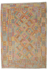  Orientalisk Kelim Afghan Old Style Matta 211X291 Grå/Beige Ull, Afghanistan Carpetvista