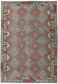  Kilim Afghan Old Style Alfombra 205X295 De Lana Gris/Gris Oscuro Carpetvista