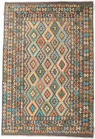 絨毯 キリム アフガン オールド スタイル 200X295 ベージュ/オレンジ (ウール, アフガニスタン)