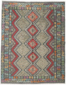  Orientalisk Kelim Afghan Old Style Matta 182X233 Grön/Grå Ull, Afghanistan Carpetvista
