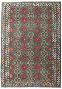  Orientalischer Kelim Afghan Old Stil Teppich 175X246 Dunkelgrau/Grau Wolle, Afghanistan Carpetvista