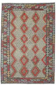 絨毯 オリエンタル キリム アフガン オールド スタイル 202X295 グレー/イエロー (ウール, アフガニスタン)