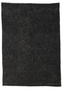  Kilim Afegão Old Style Tapete 211X298 Lã Cinza Escuro Carpetvista