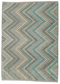  Orientalischer Kelim Afghan Old Stil Teppich 207X284 Grau/Grün Wolle, Afghanistan Carpetvista