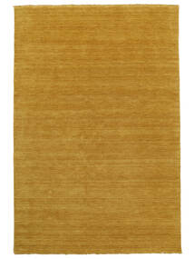 Handloom Fringes 100X160 Small Mustard Yellow Plain (Single Colored) Wool Rug