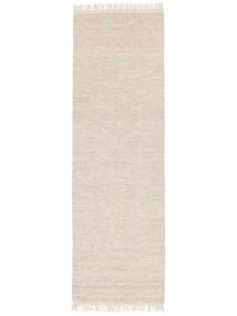  80X250 Jednobarwny Mały Melange Dywan - Beżowy Wełna