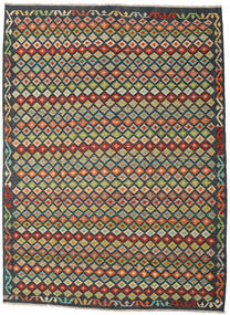  Kelim Afghan Old Stil Teppich 206X284 Dunkelgrau/Grün Carpetvista