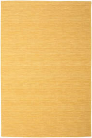  300X400 Jednobarwny Duży Kilim Loom Dywan - Żółty Wełna