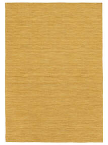  200X300 Plain (Single Colored) Kilim Loom Rug - Yellow Wool