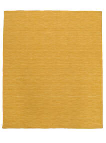  250X300 Plain (Single Colored) Large Kilim Loom Rug - Yellow Wool