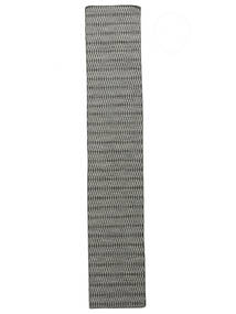  80X440 Plain (Single Colored) Small Kilim Long Stitch Rug - Black/Grey Wool